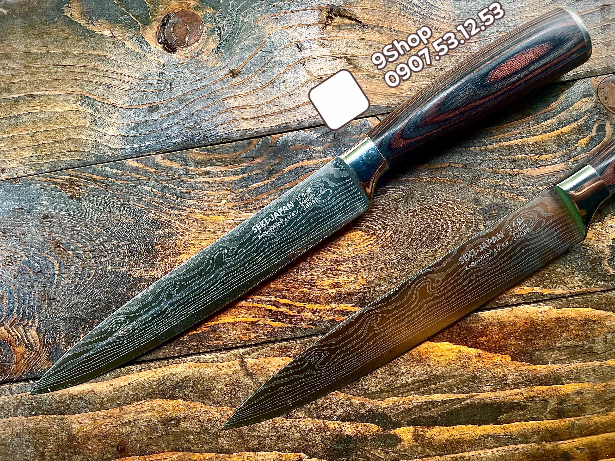 01 dao seki japan damascus cắt sushi vân gỗ - thép cao cấp không gỉ - hàng nội địa nhật