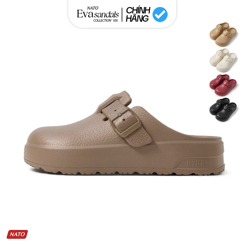 Dép Sục MULE Đúc Nguyên Khối EVA Cao Cấp Giày Lười Nam Nữ Đế Dày Muller Trơn Có Khóa Mũi Tròn NATO