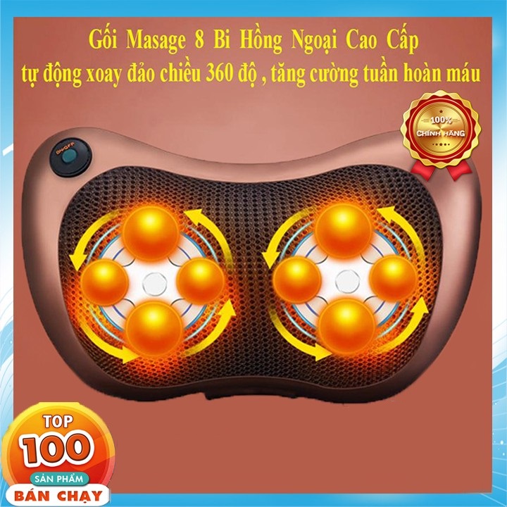Gối massage USA công nghệ cao [BH 1 đổi 1]Gối Massage Hồng Ngoại 8 Bi, Gối Massage Cổ Vai Gáy HIỆU QUẢ AN TOÀN, ... Thích Hợp Mọi Vị Trí