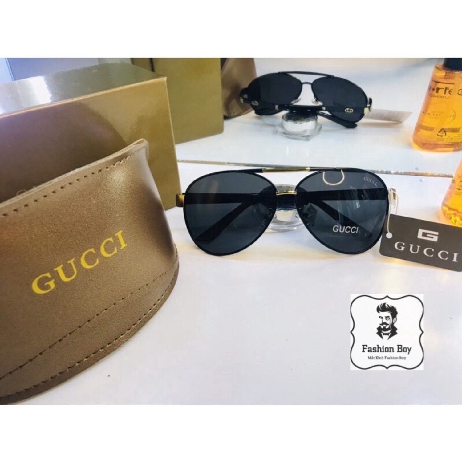 Kính mát nam cao cấp gucci - full box - kính râm chống nắng, chống tia uv