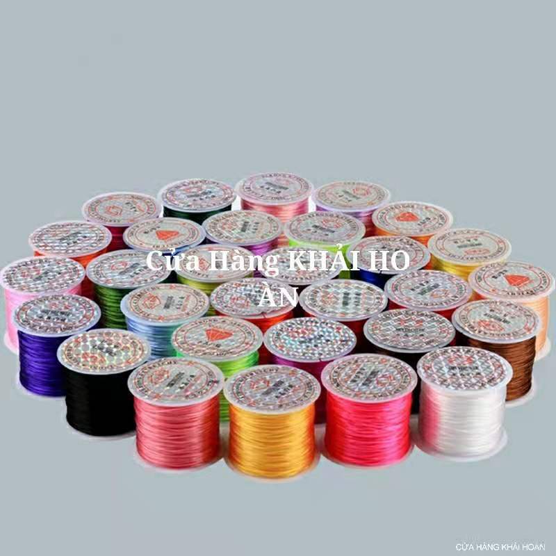 1 Cuộn Dây cước co giãn Làm Trang Sức Thủ Công xâu chuỗi hạt dây cước lụa ,dây thun xỏ vòng tay 60m đủ màu