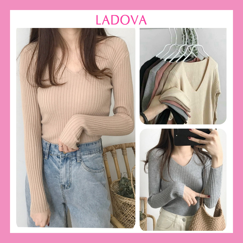 Áo len tăm cổ tim len tăm dài tay siêu mềm mịn co giãn 4 chiều, chất liệu cao cấp, mềm mại, thoáng khí, chống xù lông, thiết kế đơn giản, tối ưu AL02