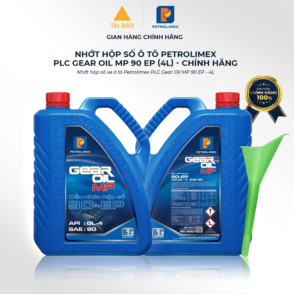 Dầu nhớt hộp số ô tô GEAR OIL MP 90 EP PETROLIMEX PLC (4L) hỗ trợ truyền động tay lái, bánh răng công nghiệp - Chính Hãng Tài Bảo