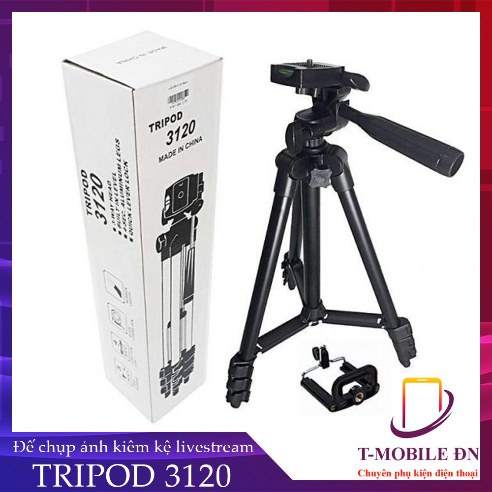 Giá đỡ điện thoại, kệ livestream kiêm chân đế chụp hình Máy Ảnh, Điện Thoại Tripod TF-3120A + 1 kẹp điện thoại