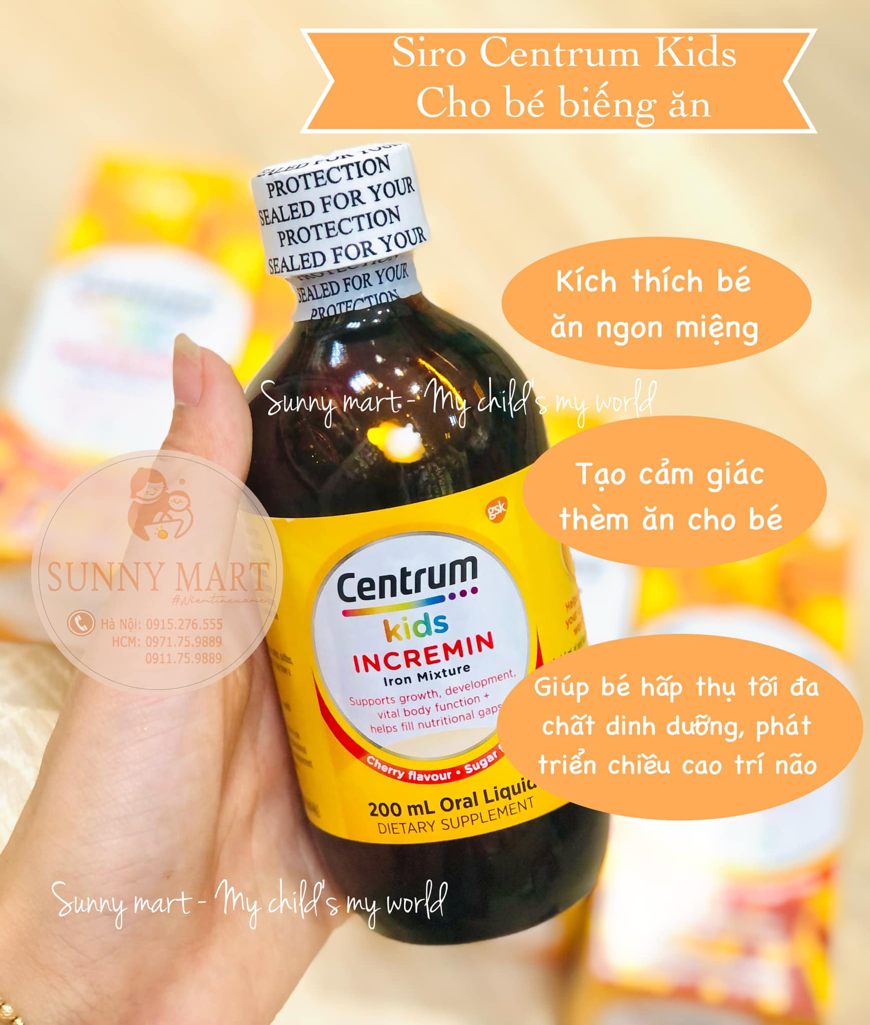 Centrum kids incremin iron mixture vitamins hộp 200 ml của Úc - Vitamine giúp trẻ ăn ngon miệng