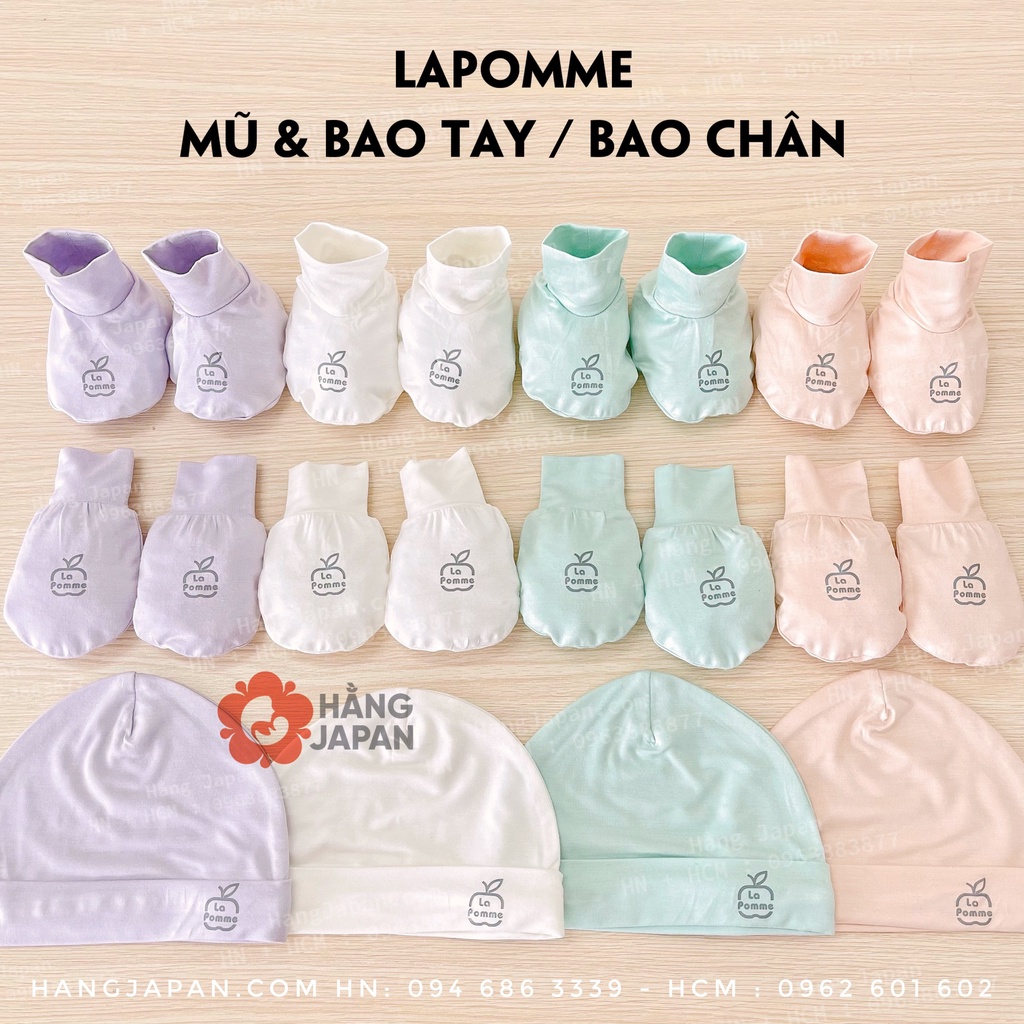 Phụ kiện set mũ /bao tay bao chân La Pomme cho bé từ sơ sinh