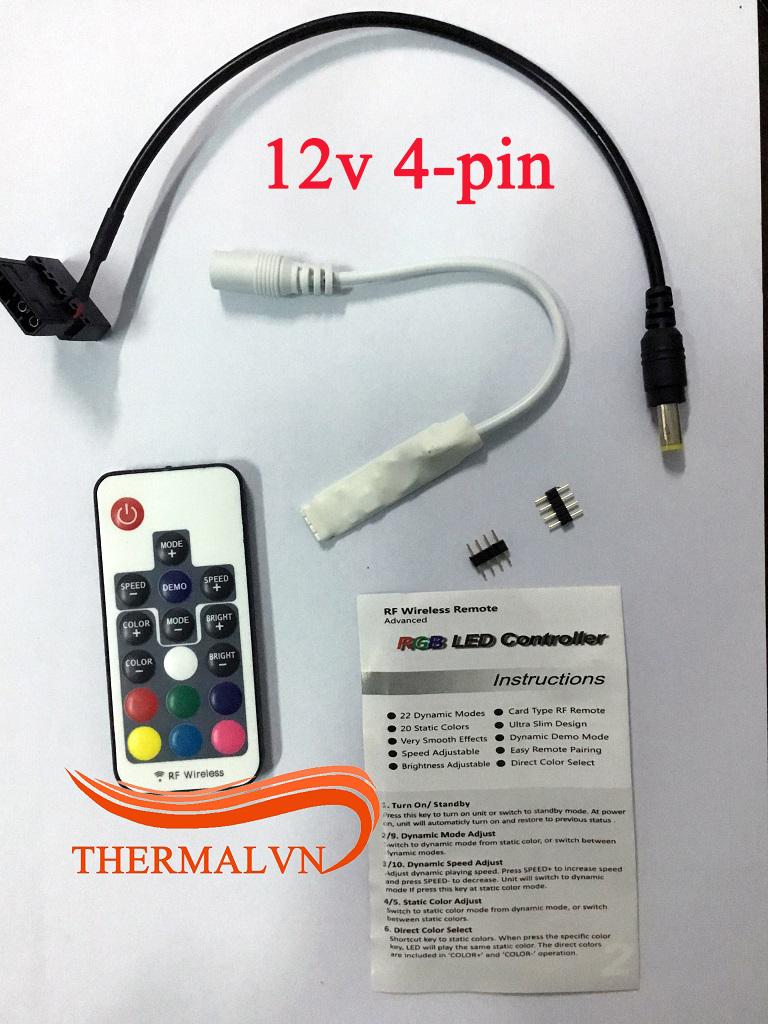 Bộ điều khiển đèn 12v RGB 4-pin không dây (RGB Led Controller) [ThermalVN] - Chỉnh màu cho quạt RGB