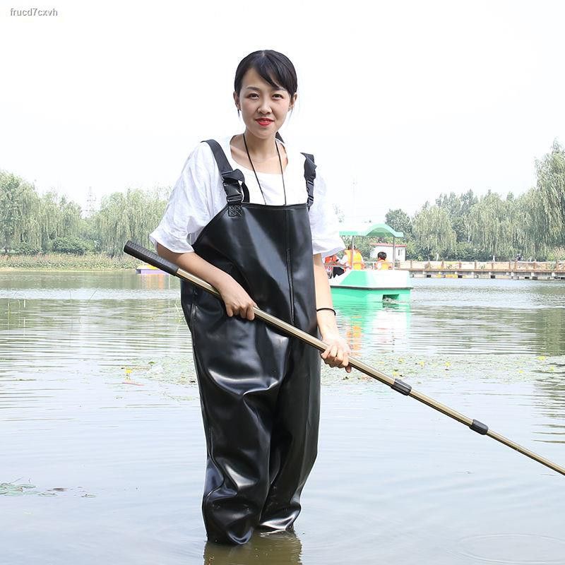 Bộ quần áo yếm lội nước liền ủng màu đen thời trang, cao su cao cấp chống nước đàn hồi, ủng lội nước