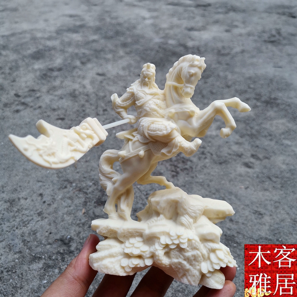 Tượng Quan Công cưỡi ngựa Quan Nhị gia trung nghĩa thiên thu ngà voi