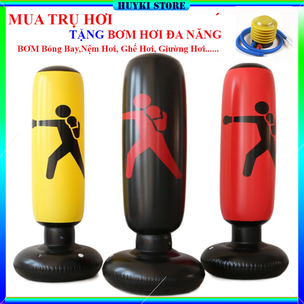 [ Hàng Mới ] Trụ hơi đấm bốc phản xạ thế hệ mới 5.0 HUYKI bền hơn, đẹp hơn, giúp tập luyện nâng cao sức khỏe, tặng kèm bơm hơi đa năng bơm bóng bay, bơm nệm hơi...