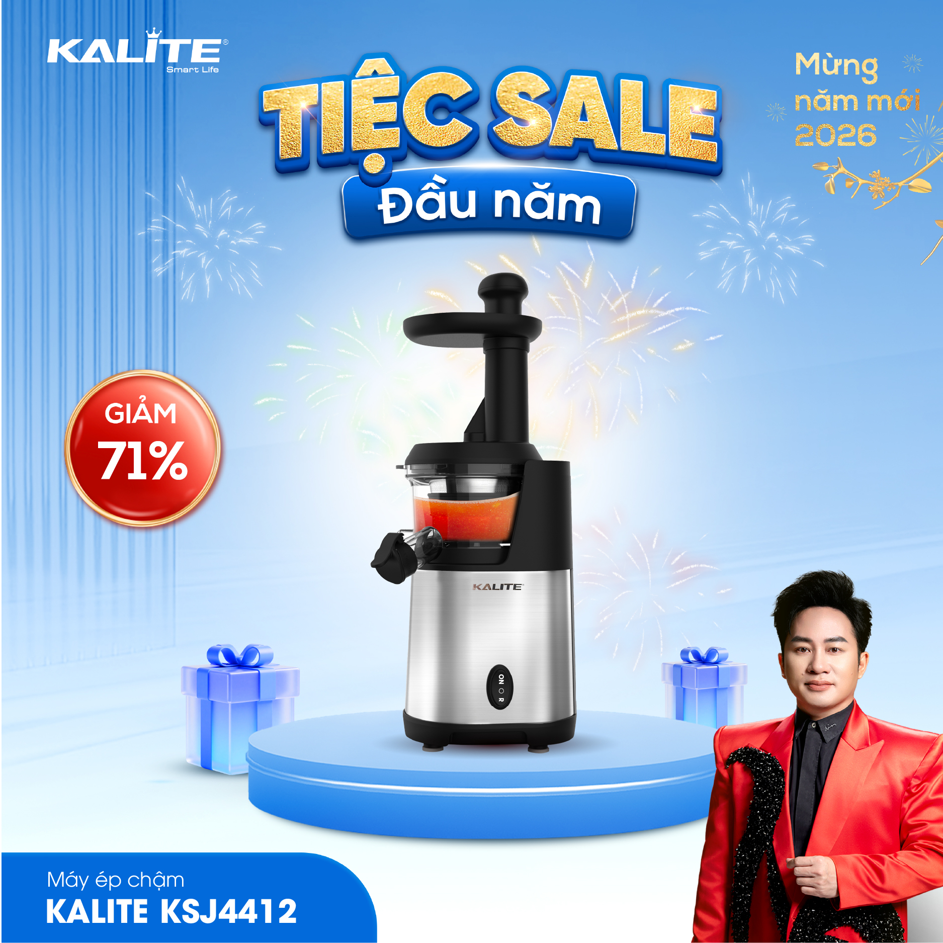  Máy ép chậm Kalite KSJ4412 ép trái cây rau của quả kiệt bã 90% - bảo hành 24 tháng 