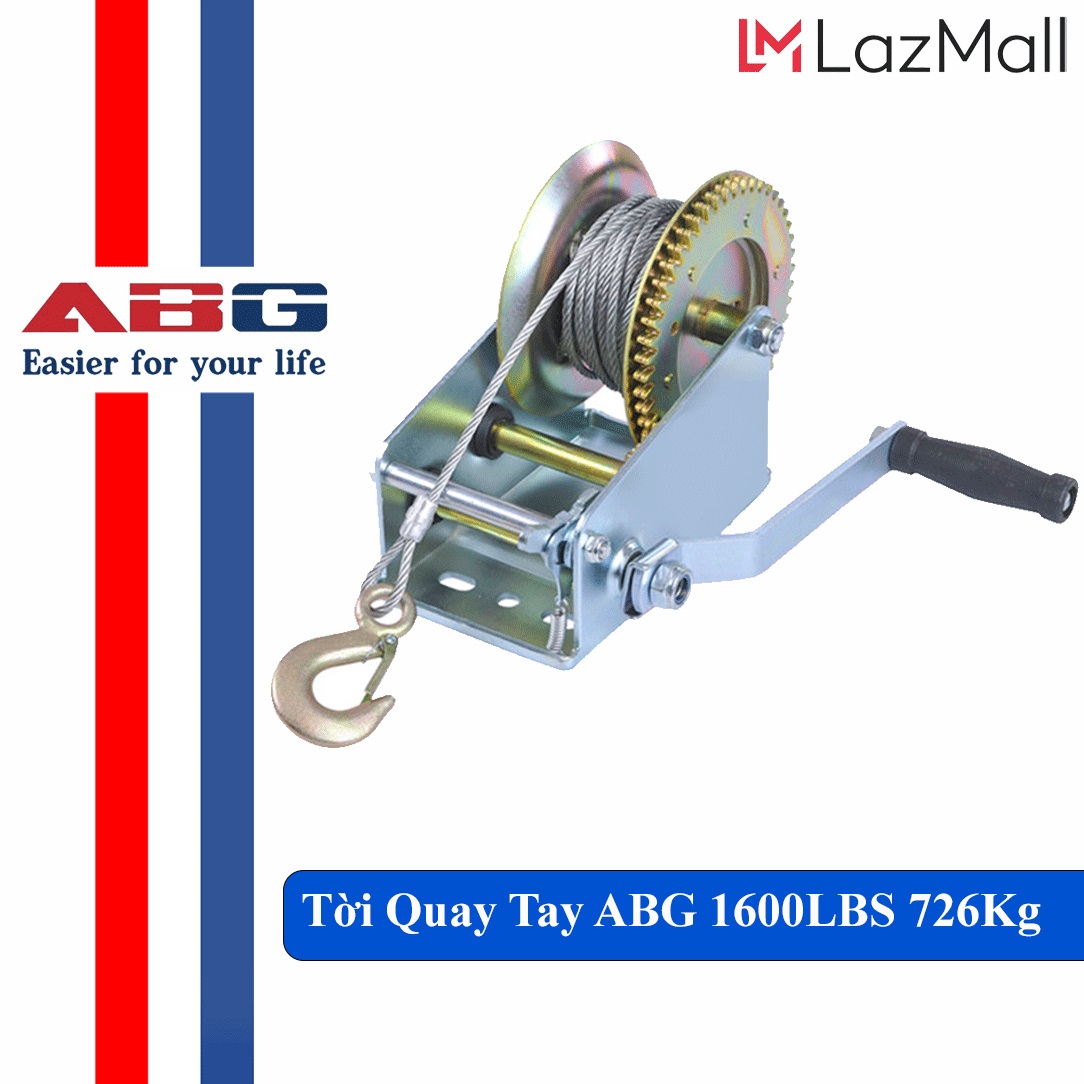Tời Quay Tay ABG 1600LBS 726Kg - Tời Xoay Cầm Tay Chuyên Dùng Để Nâng Hạ Hàng Hóa, Ứng Dụng Trong Xây Dựng, Đời Sống - Hàng Chính Hãng