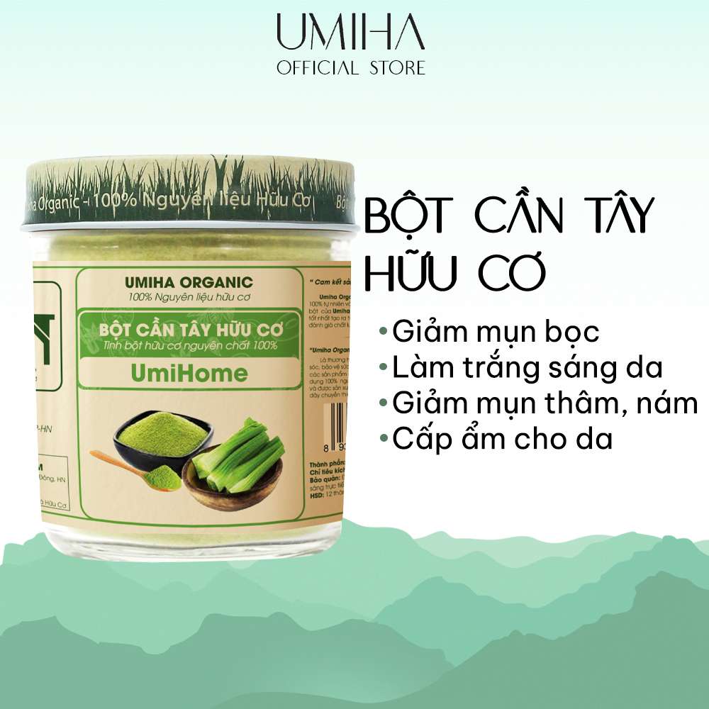 Bột Cần Tây nguyên chất UMIHOME 135G dùng uống và đắp mặt nạ dưỡng da ngăn ngừa lão hóa da hiệu quả tại nhà