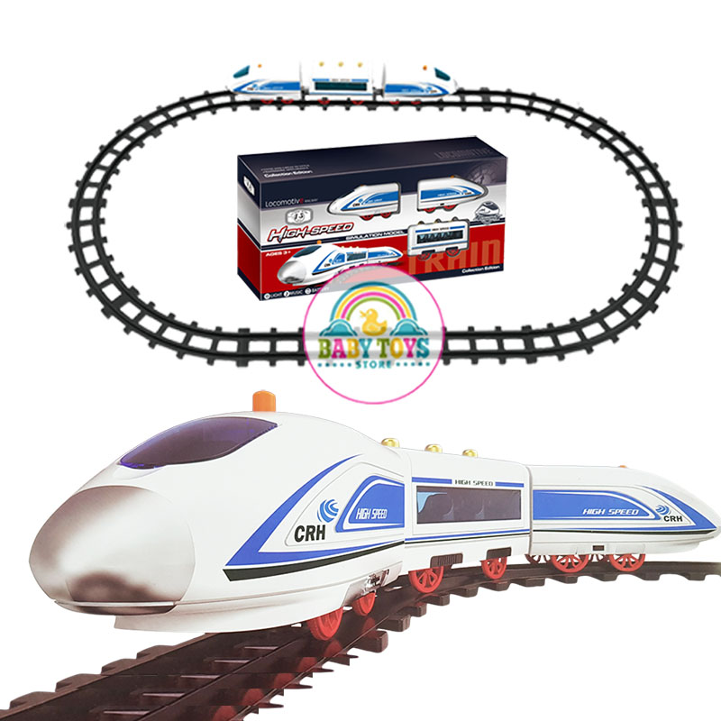 Tàu cao tốc đường ray 3 toa 1055-3 mô phong âm thanh, đèn flash, tàu công nghệ maglev của nhật bản, hàng xuất eu
