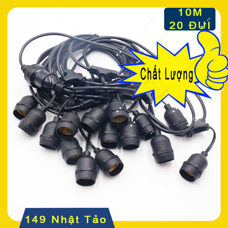 Dây Đui Đèn Ngoài Trời 10m 15 đui hàng chất lượng cao trang trí Lễ Giáng Sinh, Tết Dương Lịch, Liên Hoan