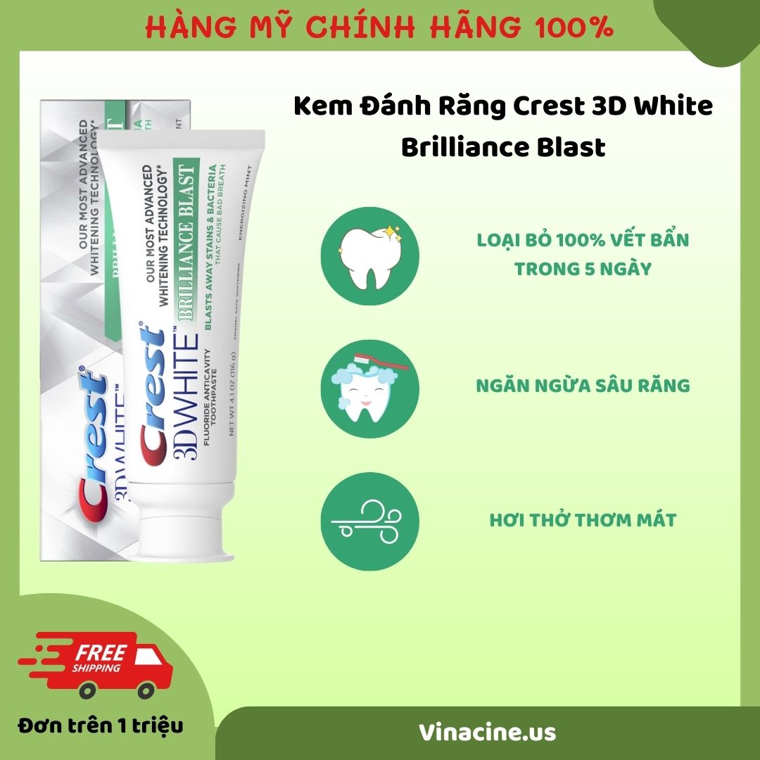 Kem Đánh Răng Hỗ Trợ Làm Trắng răng Crest 3D White Brilliance