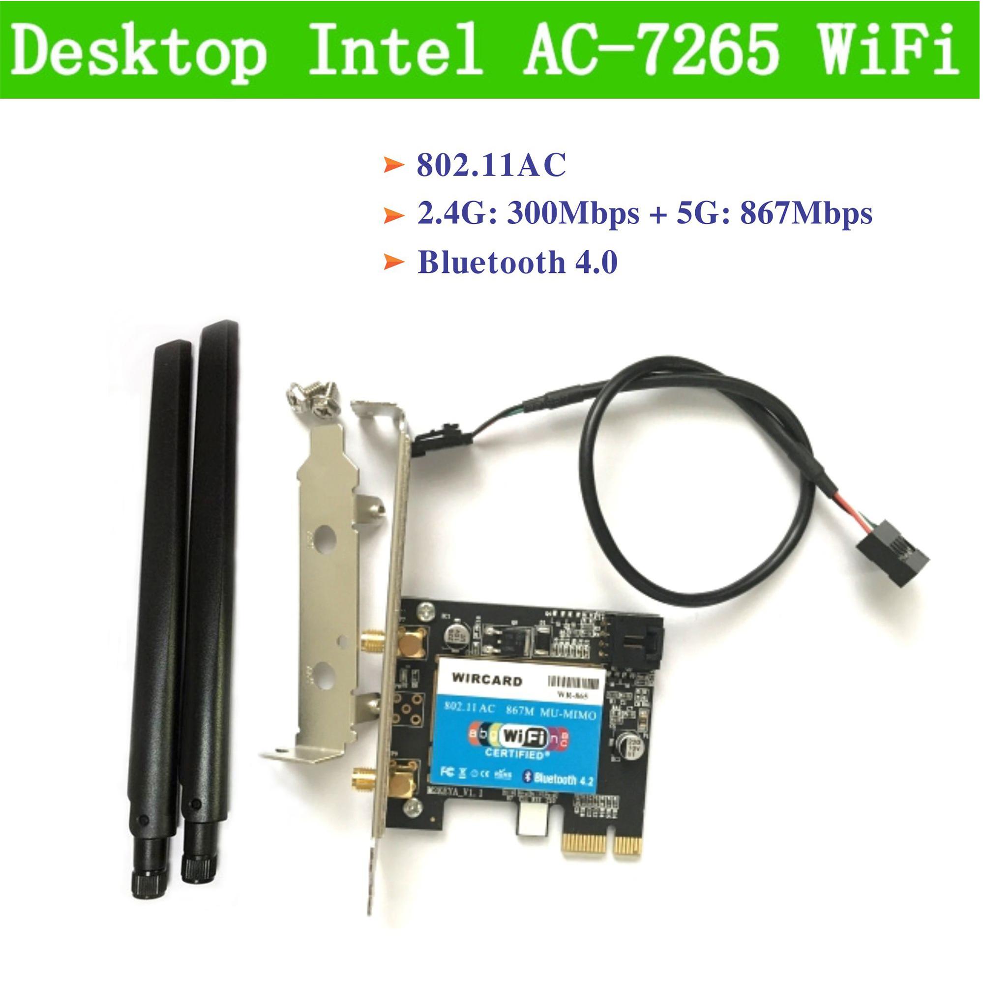 Card WiFi cho Máy bàn - PC  Intel 7265 chuẩn AC có Blueooth 4.0
