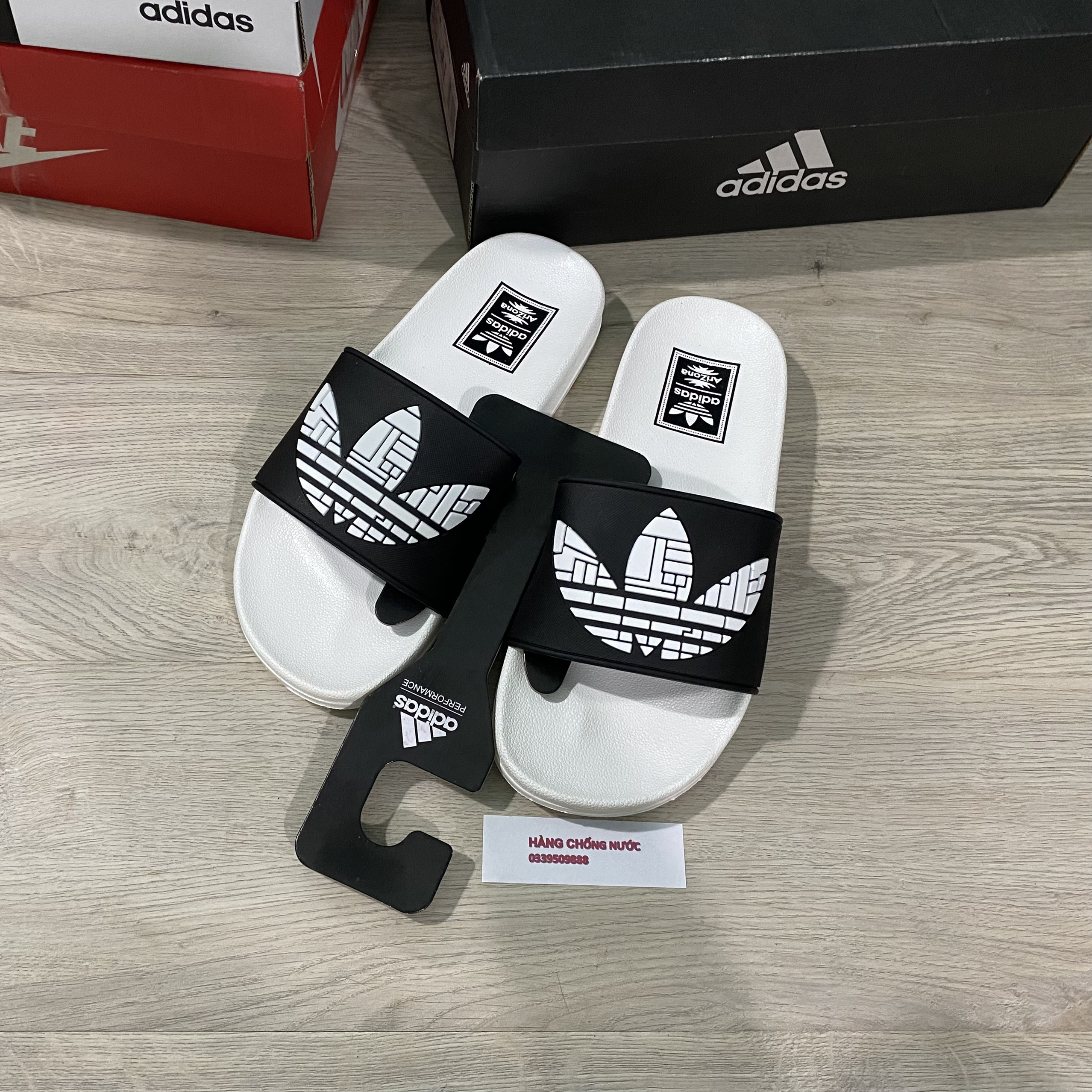 Dép Adidas Adilette Ba Lá Lớn Chống Nước - Dép Quai Ngang, full box