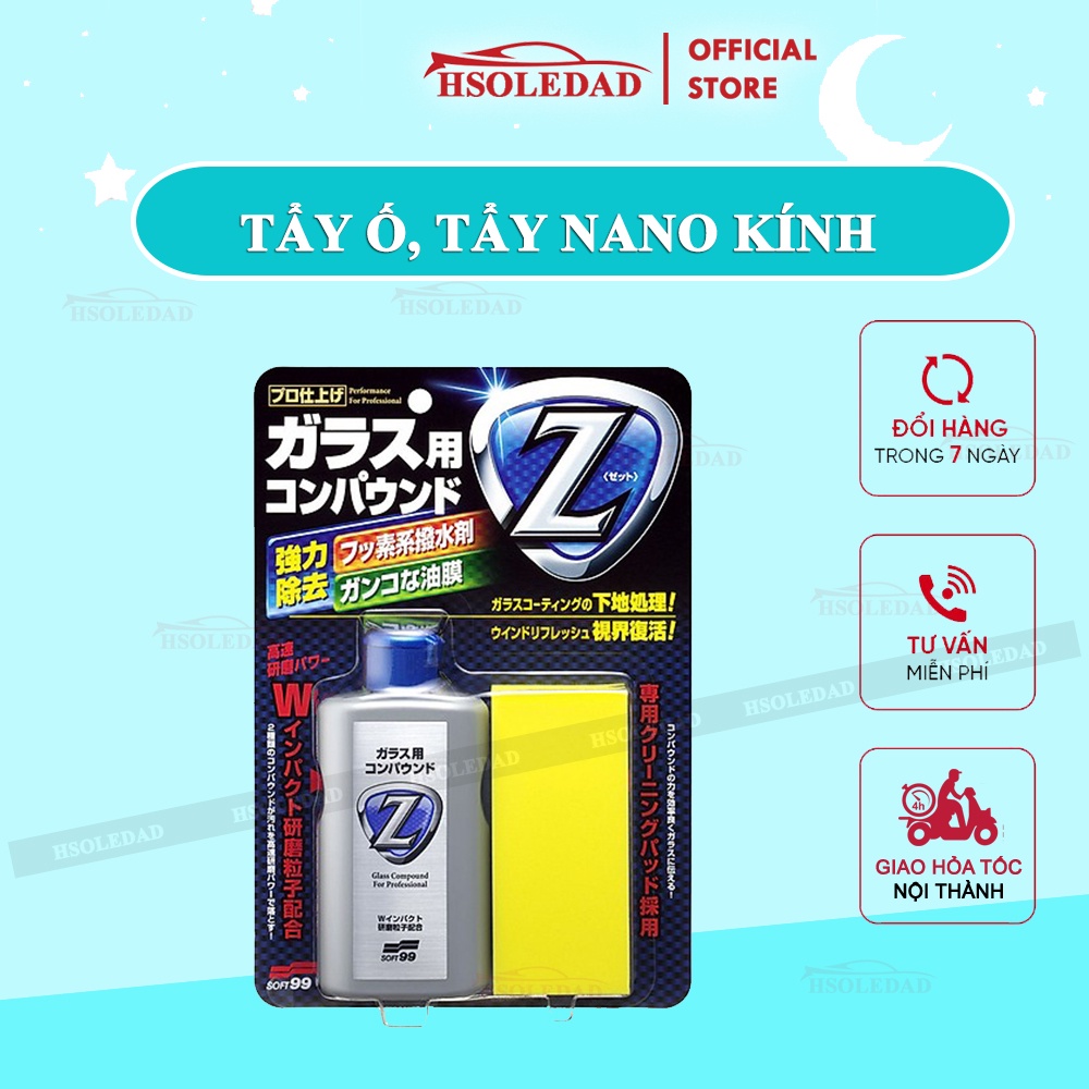 Tẩy Nano, tẩy ố kính ô tô chuyên dụng Glass Compound Z 01 - Soft99