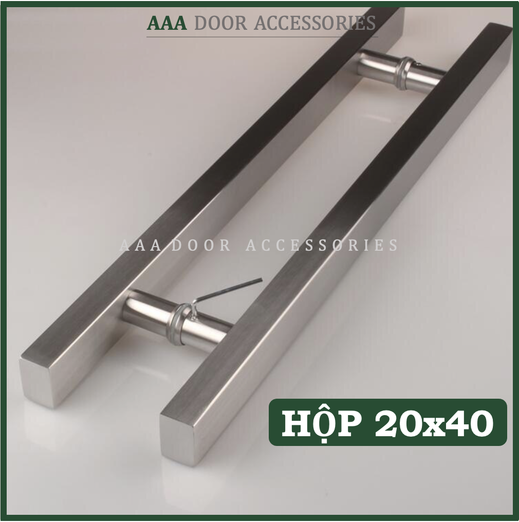Tay nắm cửa kính cường lực hộp 20x40 inox 304 cao cấp