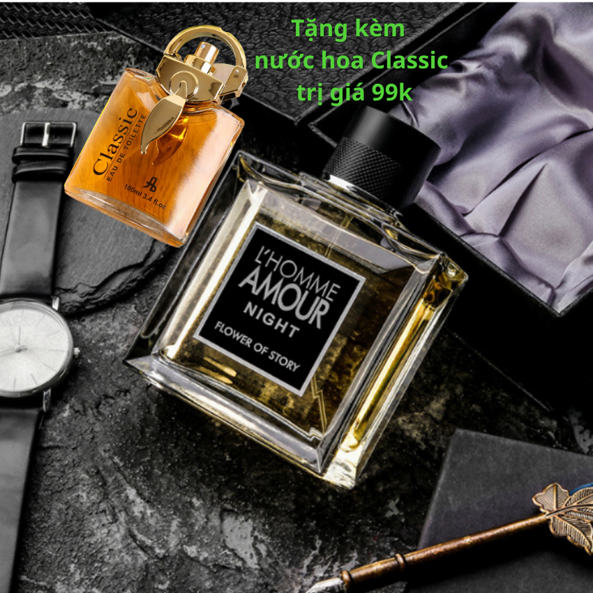[FREESHIP+QUÀ TẶNG] Nước hoa nam men 100ml thơm giữ mùi lâu chính hãng Lhomme Amour Night , nước hoa nam cao cấp thơm lâu 2 4h  dầu thơm nam đặc biệt  đẳng cấp quý ông- Tặng kèm nước hoa classic cao cấp trị giá 99k