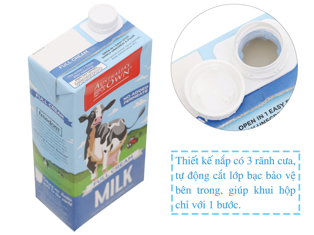 [date 05.2022] sữa tươi australia s own milk hộp 1 lít 4