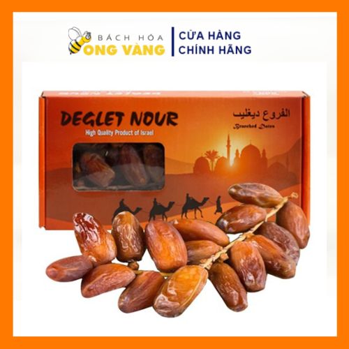 Chà là sấy dẻo nguyên cành deglet nour israel, hộp 500g, hàng loại 1