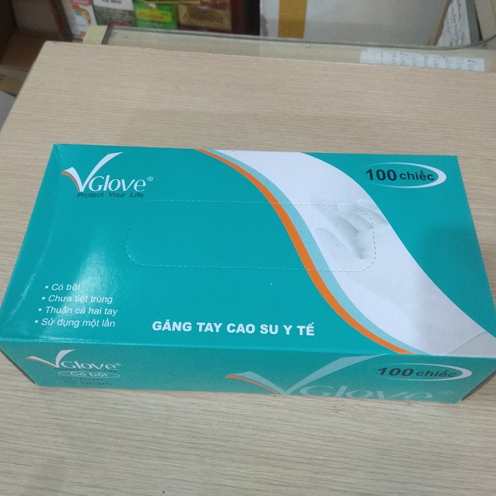 Găng tay Vglove có bột size S- hộp 100 chiếc