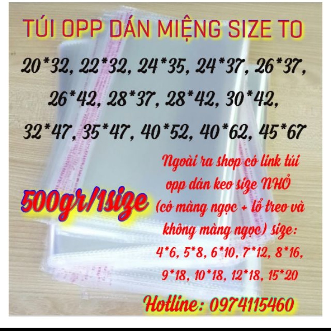 [HCM]500gr túi opp dán miệng đựng phụ kiện/ quần áo (bấm vào chọn size) sản phẩm đa dạng về mẫu mã kích cỡ chất lượng tốt