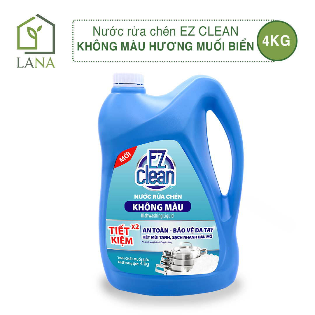 Nước rửa chén EZ CLEAN Không màu Hương Muối Biển 4 Kg