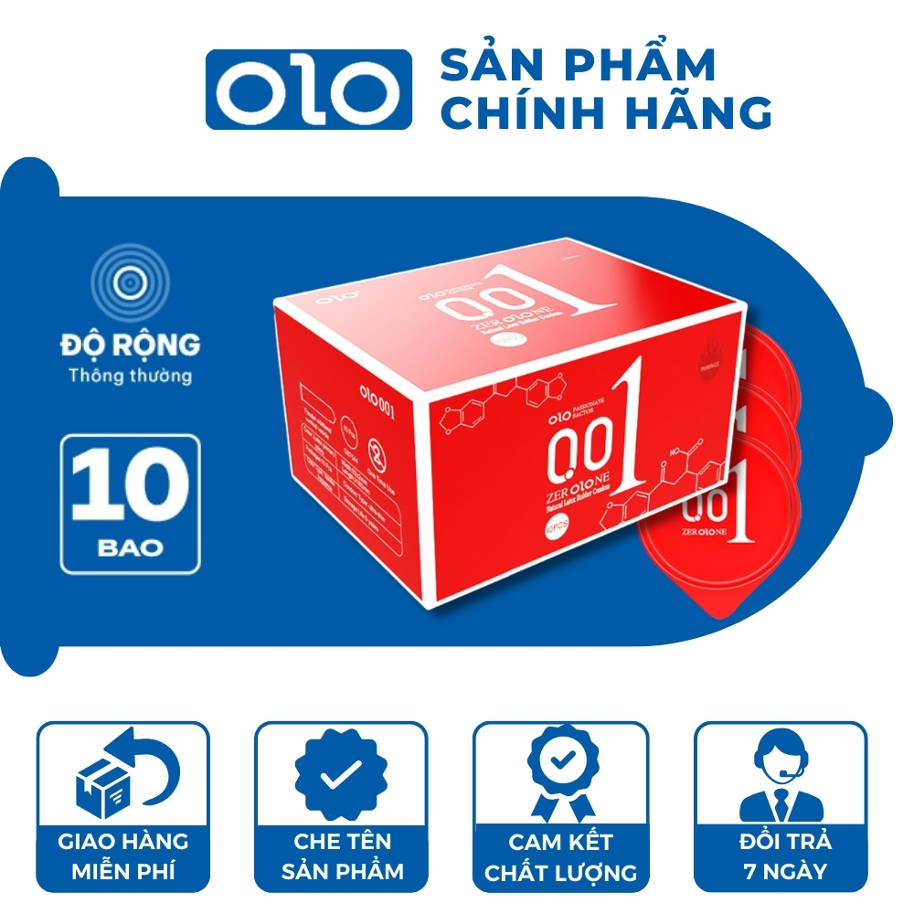 Bao cao su olo 001 đỏ nữ thần siêu mỏng 10 bcs, bao cao su nam