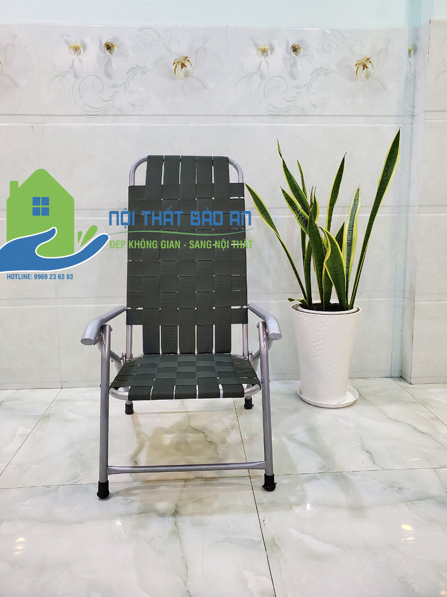 [HCM] Ghế bố xếp sắt mini dây đan BẢO AN -GX19