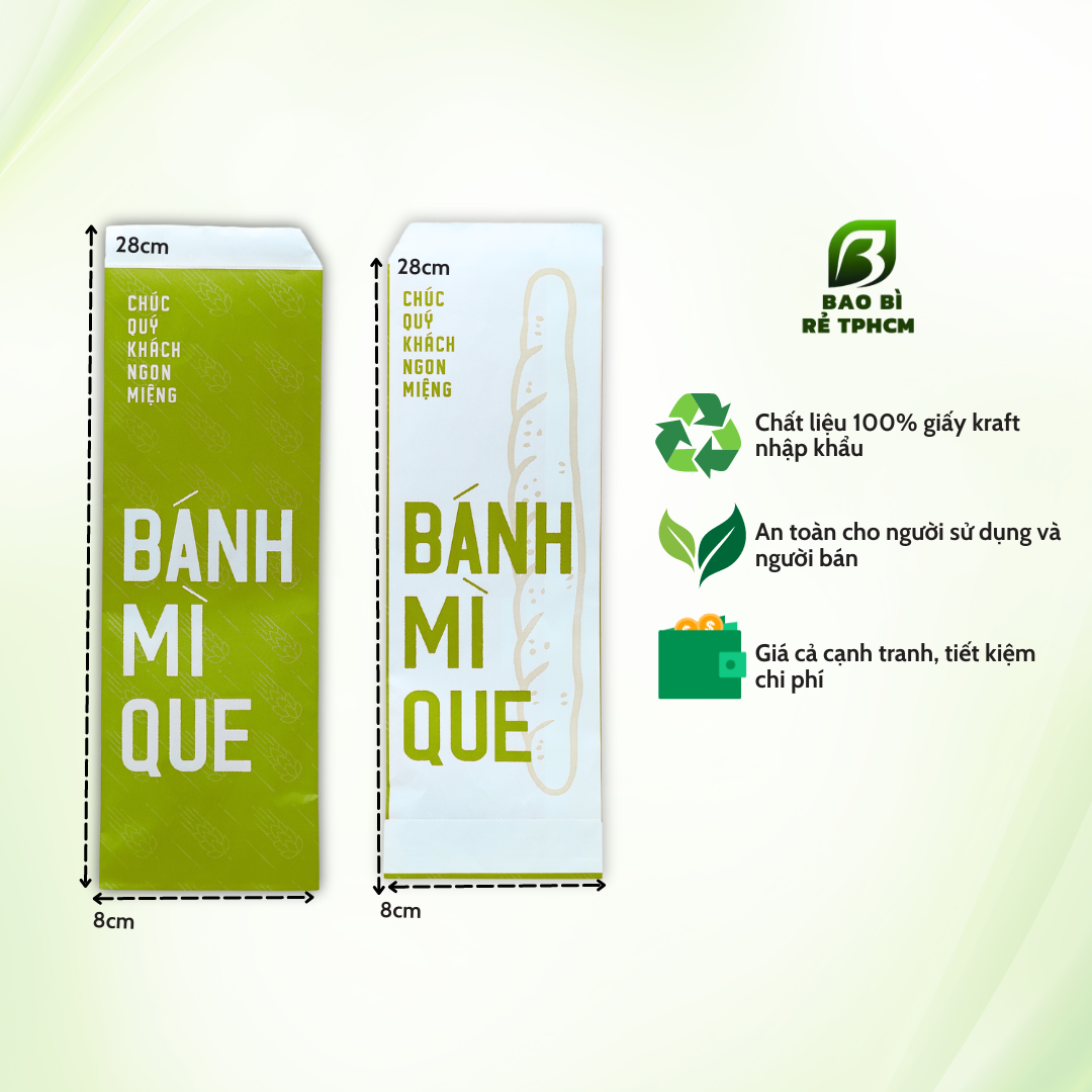 Túi đựng bánh mì que màu vàng đồng 1000 túi