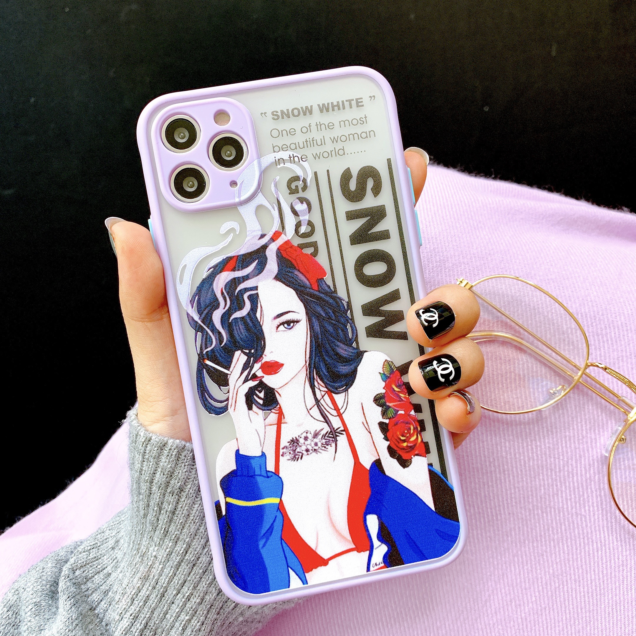 Ốp Lưng Nhám Chống Sock Va Đập Bảo Vệ Camera Snow White