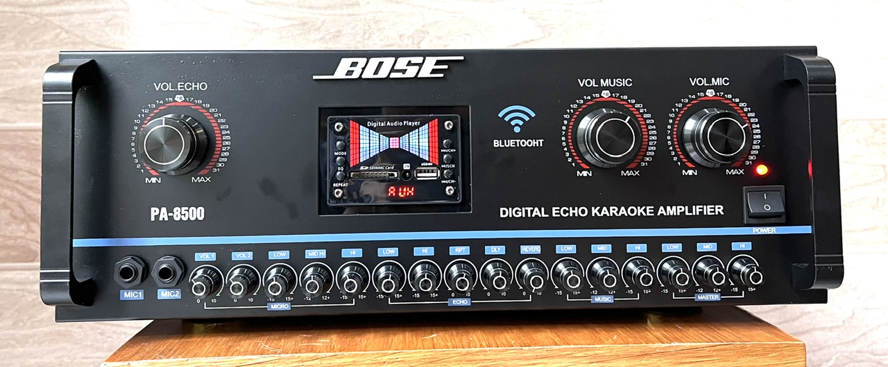 Âmpli đẩy liền vang PA - 8500 Sử dụng 16 sò lớn Toshiba Tích hợp bluetooth, và nhiều tính năng khác karaoke và nghe nhạc cao cấp hàng mới nhập khẩu