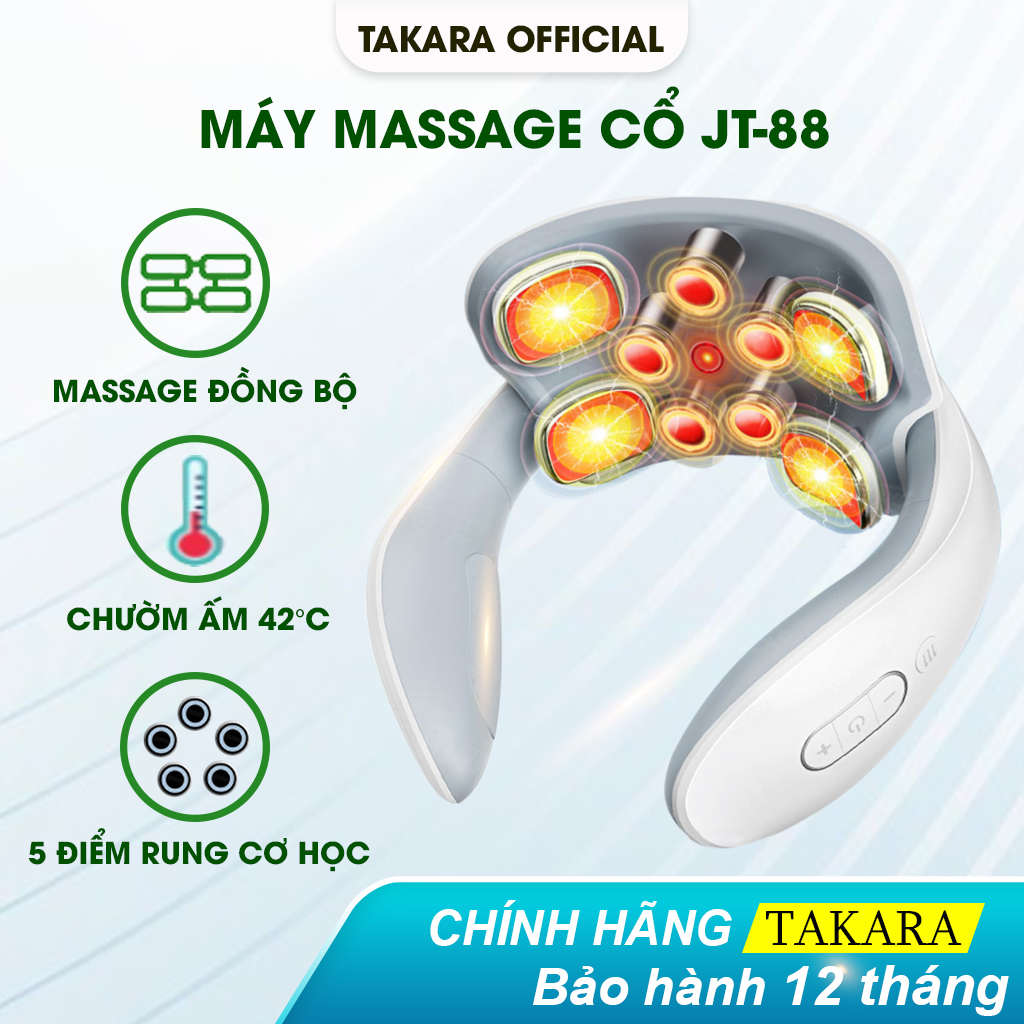Máy massage cổ vai gáy Takara JT88, Mát xa xung điện kết hợp 5 đầu rung cơ học làm giảm nhức mỏi cổ vai gáy