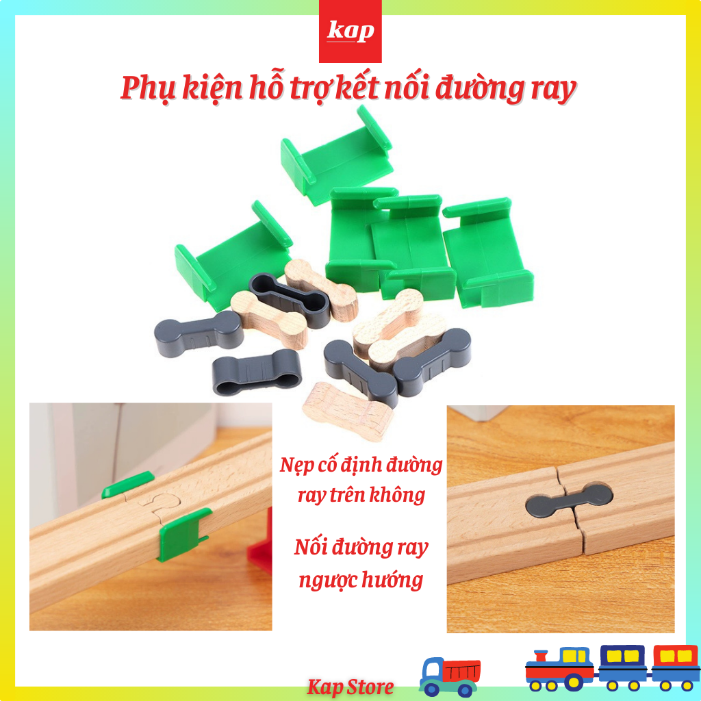 Set nút và nẹp nối dành cho mô hình đường ray xe lửa gỗ, phụ kiện hỗ trợ nối đường ray xe lửa gỗ
