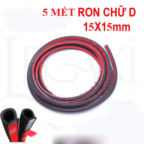 5 mét gioăng cao su chống ồn chữ d, size to 15*15mm, chống ồn, chống bụi, cách âm xe hơi