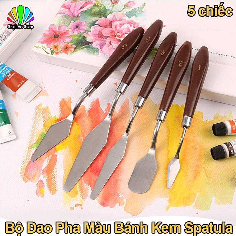  Bộ 5 Cái   Bộ Dụng Cụ Bằng Thép Không Gỉ Đầu Nhọn   Xẻng Trộn Màu Nước   Bảng Pha Màu Nước   Sơn Dầu Nghệ Thuật 