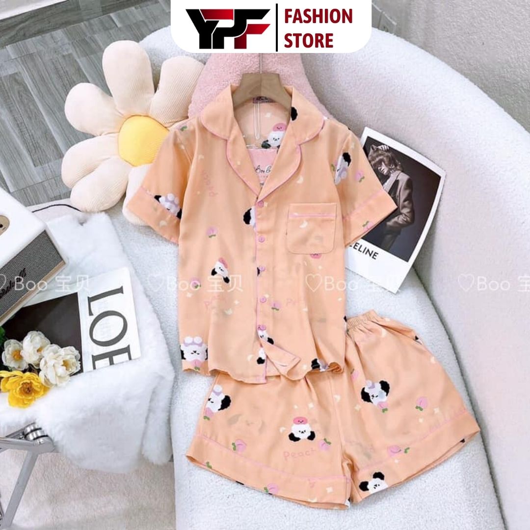 Đồ bộ đùi, đồ pijama mặc nhà nữ boo boo lụa mango size 40-58kg, đồ bộ mùa hè mát lạnh cao cấp