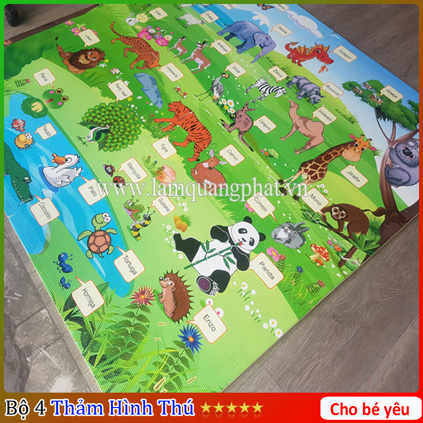 [4 Tấm] Bộ thảm xốp ghép hình các con thú,thảm xốp cho bé,thãm xốp ghép hình thú,thảm ghép sàn nhà,thảm xốp ghép miếng,miếng xốp ghép nền nhà,thảm xốp 60x60 con vật,thảm xốp ghép 60x60,thảm xốp khu vui chơi,thảm xốp cho bé