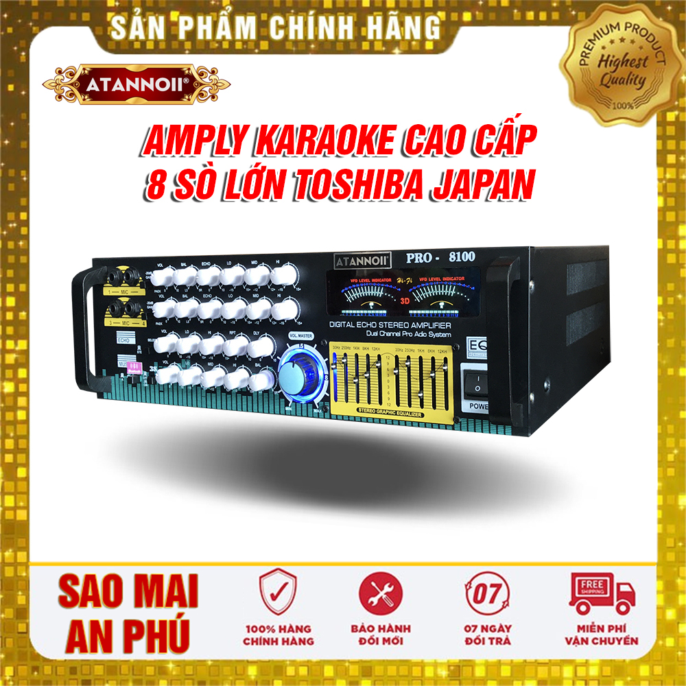 Tích hợp Equalizer Đèn nháy Cực Đẹp - Ampli sò lớn Japan Bluetooth karaoke sân khấu, Amply nghe nhạc gia đình ATANNOII PRO-8100 - Tặng dây Av kết nối