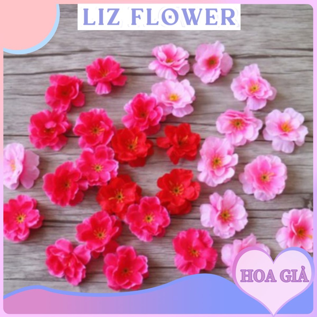 Đầu bông hoa đào, hoa mai giả bằng vải lụa trang trí cây giả - lizflower