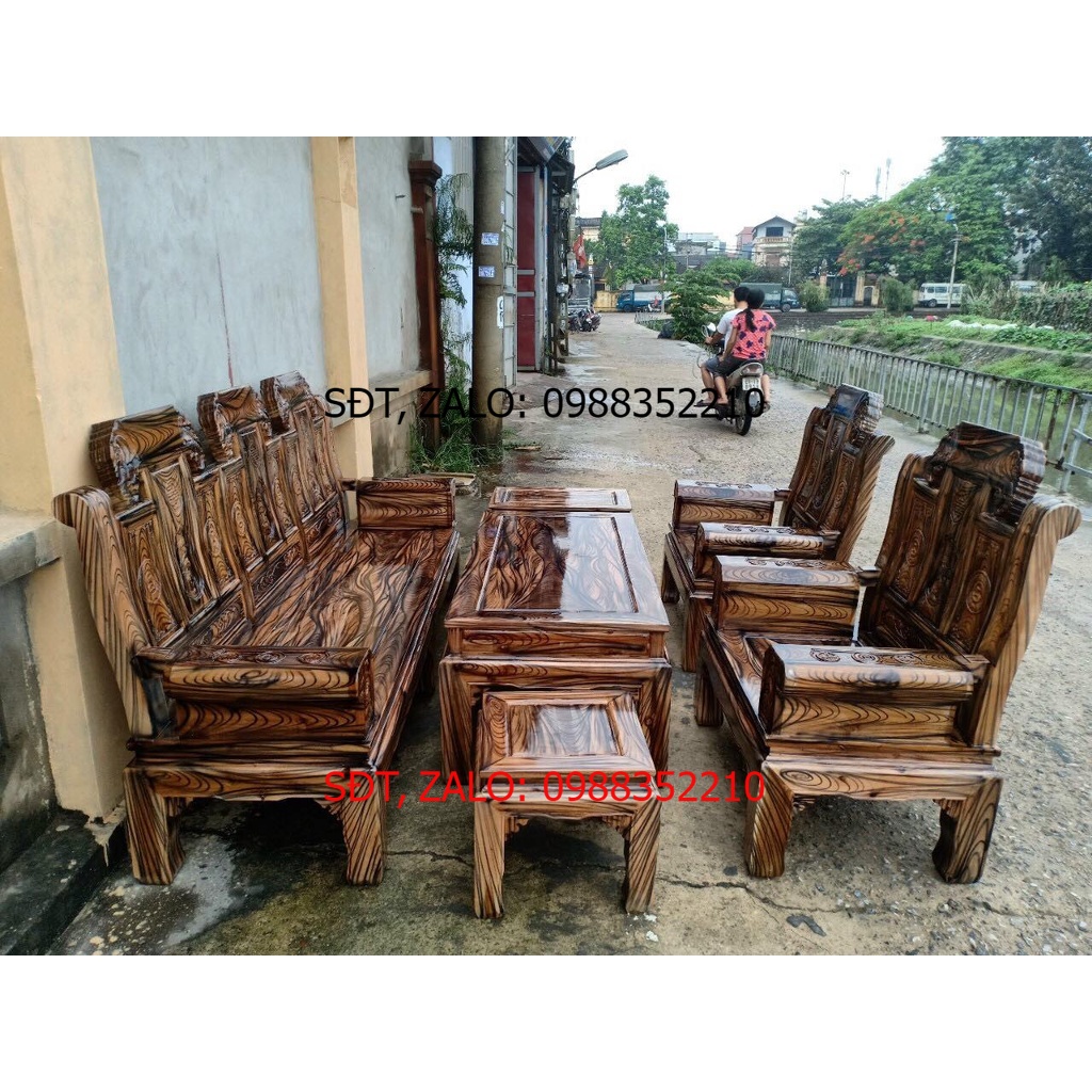 Bộ  Bàn Ghế Phòng Khách Âu Á Gỗ Chương Voi Gỗ tràm