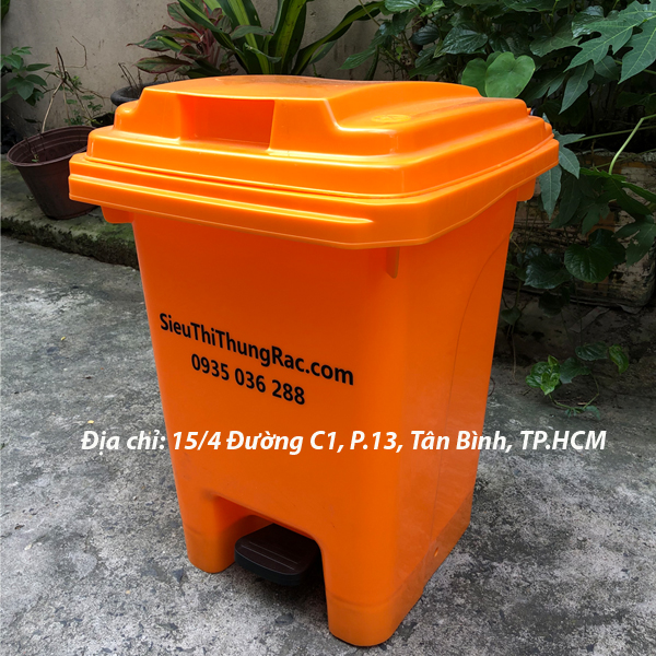 [HCM]Thùng Rác Chân Đạp 60L - Màu Cam, Vàng và Xanh