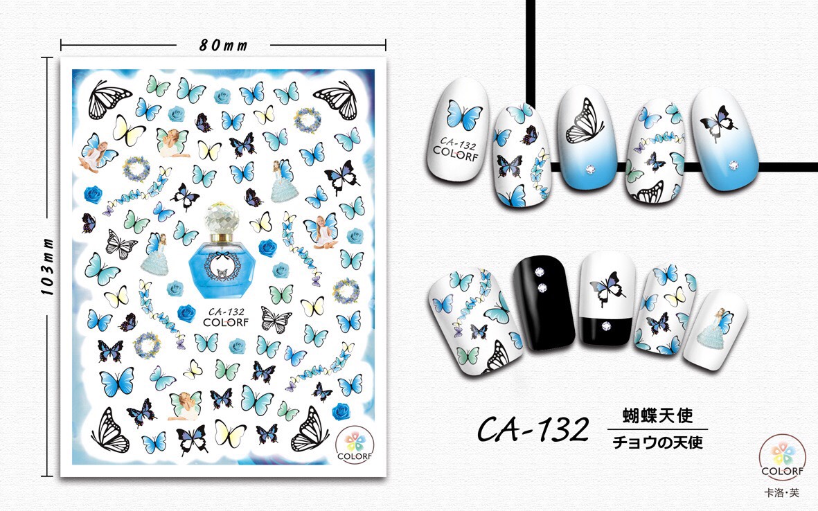 Sticker dán móng chủ đề bướm