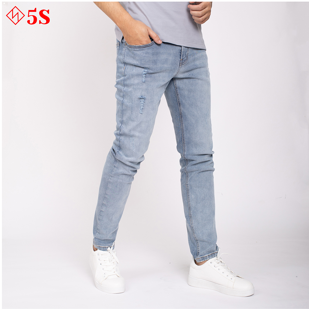 Quần Jean Nam 5S Màu Xanh Nhạt Phom Slimfit, Trẻ Trung, Nam Tính (QB5S001XAH)