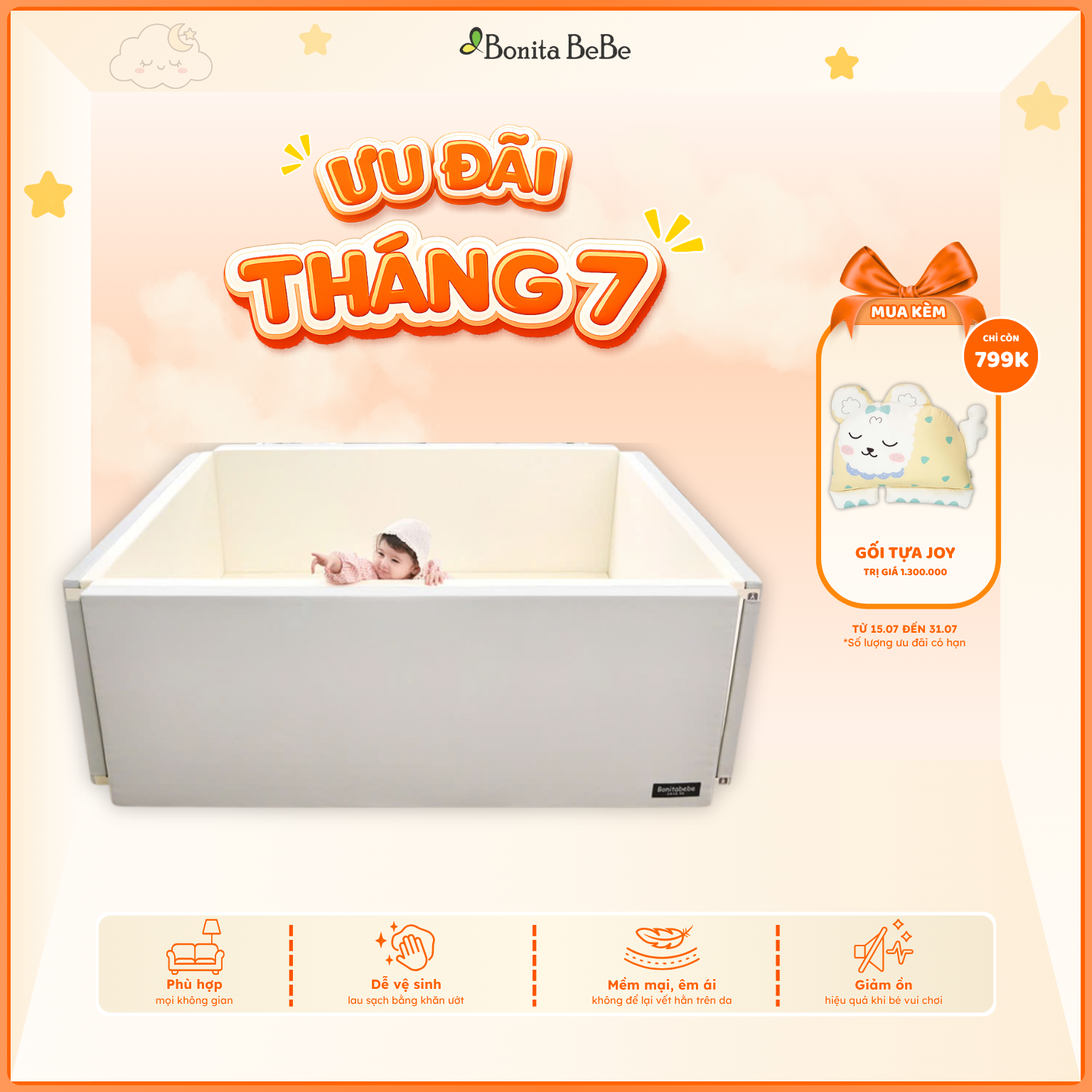 Giường Ngủ Cho Bé BonitaBeBe Bumper Bed Deluxe 200*160*h70cm Đa Năng - Nhập Khẩu Chính Hãng HQ