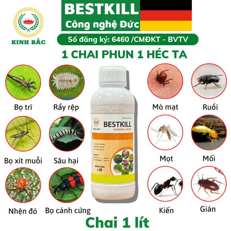 Thuốc Diệt Côn Trùng BESTKILL Công Nghệ Đức Trừ Sâu Bọ Rầy Rệp Sâu Ăn Lá Ấu Trùng Trên Lá Và Dưới Đất Công Nghệ Lưu Dẫn Hai Chiều Chai Phun 1 Hecta Chai 1000ml