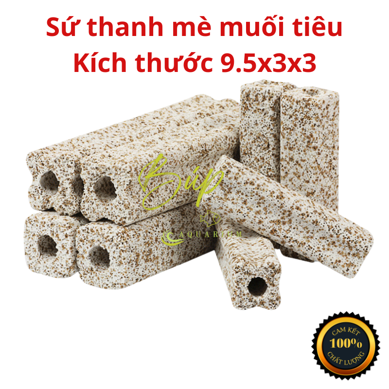 Sứ thanh mè nhỏ muối tiêu lọc nước hồ cá kích thước 9,5x3x3 cm